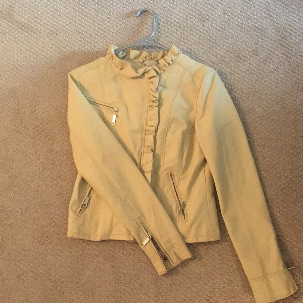 *NWOT* Cream Vegan Leather Moto Jacket